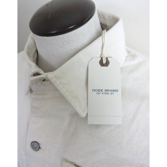 OOBE Brand Men's Button Front Canvas Cotton Chore Coat Natural White NWT - Picture 4 of 8